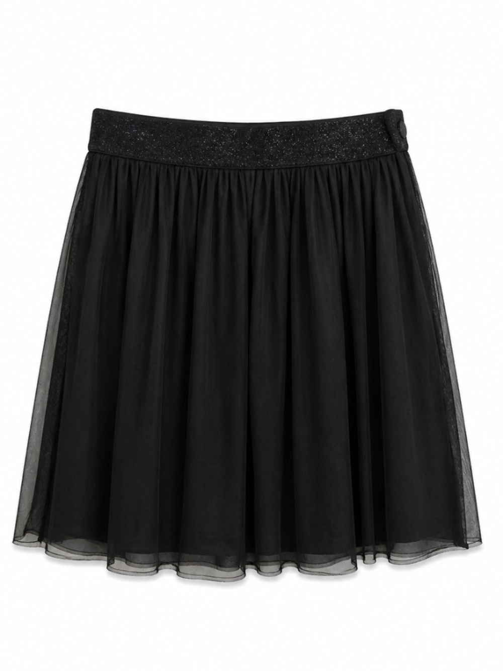 4/$20➡️ Maurices Black Mesh Tulle Circle Skirt Glitter Waist Band – Size XL Flaw